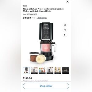 Ninja CREAMi 7-in-1 Ice Cream & Sorbet Maker with Additional Pints